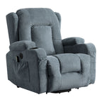 Fauteuil inclinable électrique marron avec chauffage, massage, chargement USB et rangement latéral, inclinaison réglable pour personnes âgées