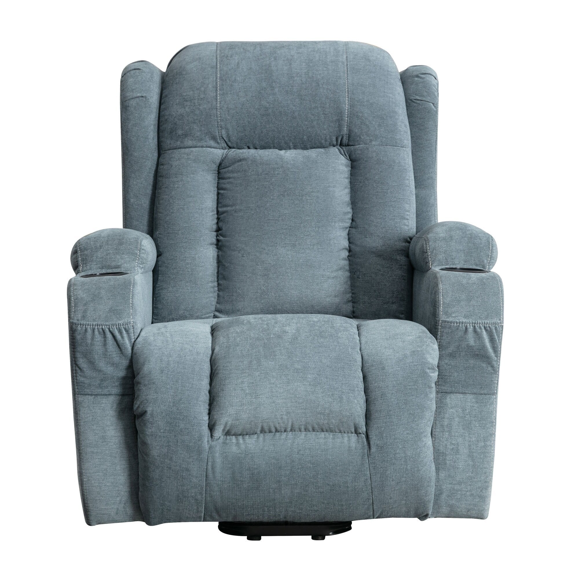 Fauteuil inclinable électrique marron avec chauffage, massage, chargement USB et rangement latéral, inclinaison réglable pour personnes âgées