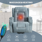 Fauteuil inclinable électrique marron avec chauffage, massage, chargement USB et rangement latéral, inclinaison réglable pour personnes âgées