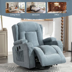 Fauteuil inclinable électrique marron avec chauffage, massage, chargement USB et rangement latéral, inclinaison réglable pour personnes âgées