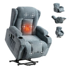 Fauteuil inclinable électrique marron avec chauffage, massage, chargement USB et rangement latéral, inclinaison réglable pour personnes âgées