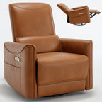 Fauteuil inclinable électrique ergonomique marron avec support pivotant et lombaire