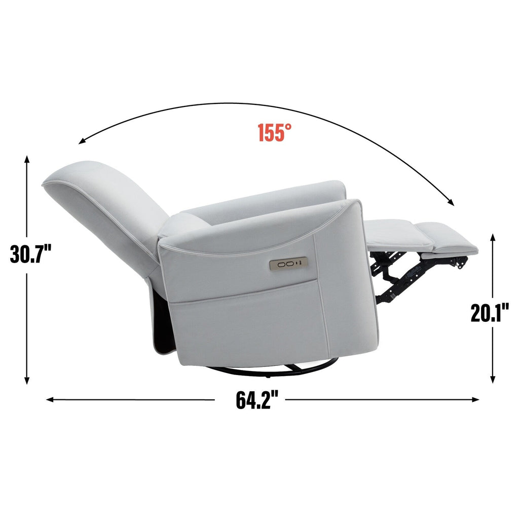 Fauteuil inclinable électrique ergonomique marron avec support pivotant et lombaire