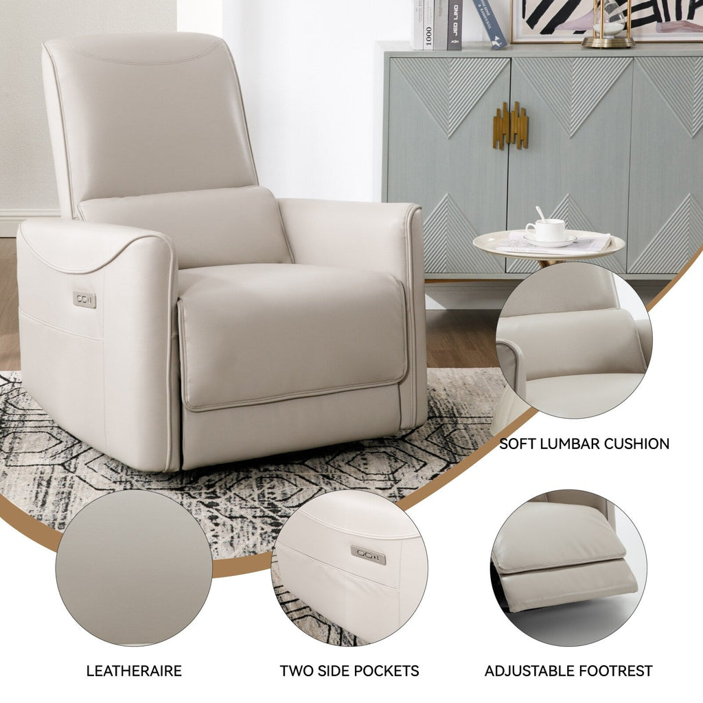 Fauteuil inclinable électrique ergonomique marron avec support pivotant et lombaire