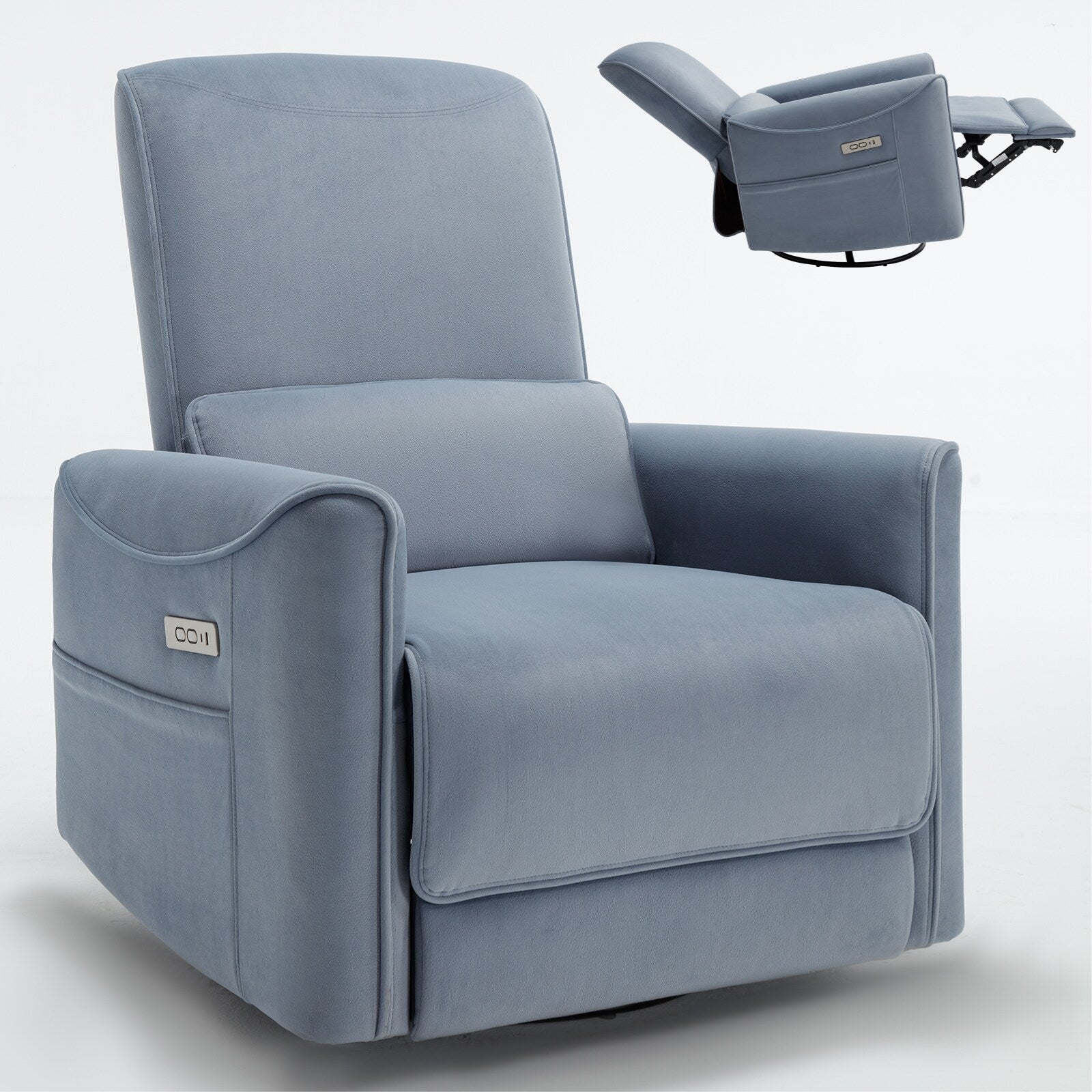 Fauteuil inclinable électrique ergonomique marron avec support pivotant et lombaire