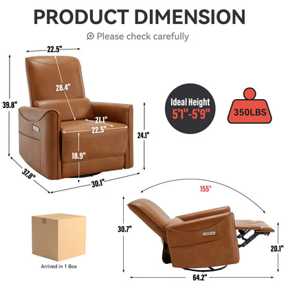 Fauteuil inclinable électrique ergonomique marron avec support pivotant et lombaire