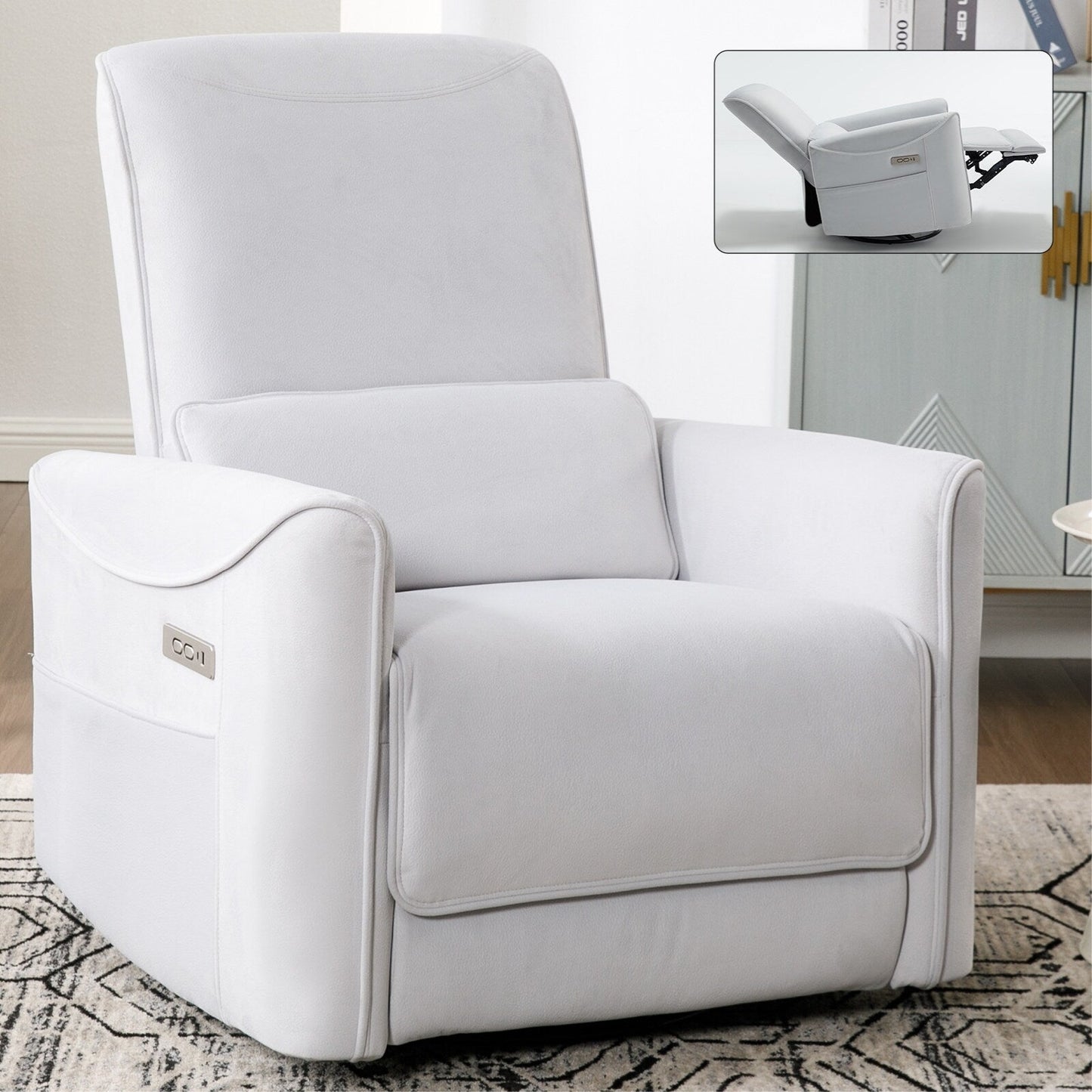 Fauteuil inclinable électrique ergonomique marron avec support pivotant et lombaire
