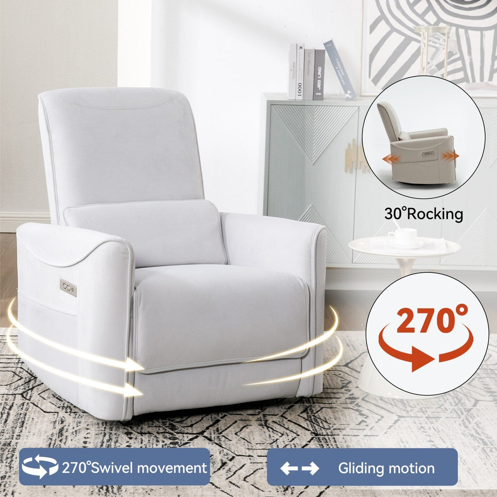 Fauteuil inclinable électrique ergonomique marron avec support pivotant et lombaire