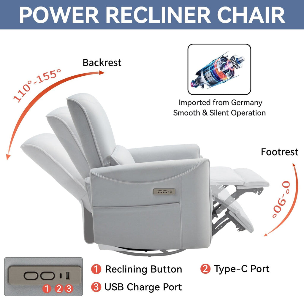 Fauteuil inclinable électrique ergonomique marron avec support pivotant et lombaire