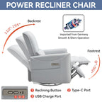 Fauteuil inclinable électrique ergonomique marron avec support pivotant et lombaire