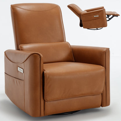 Fauteuil inclinable ergonomique marron avec port pivotant, à bascule et USB