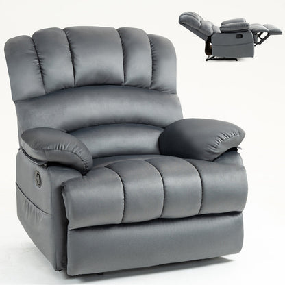 Fauteuil inclinable manuel extra-large marron avec angle d'inclinaison de 155° et revêtement en tissu confortable