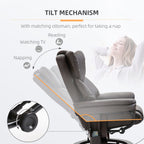 Fauteuil inclinable de massage en similicuir marron avec repose-pieds ottoman, pivotant à 360° et télécommande