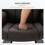 Fauteuil inclinable de massage en similicuir marron avec repose-pieds ottoman, pivotant à 360° et télécommande