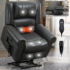 Fauteuil inclinable électrique en similicuir marron avec massage thermique, port USB et inclinaison infinie