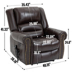 Fauteuil inclinable électrique en similicuir marron avec massage thermique