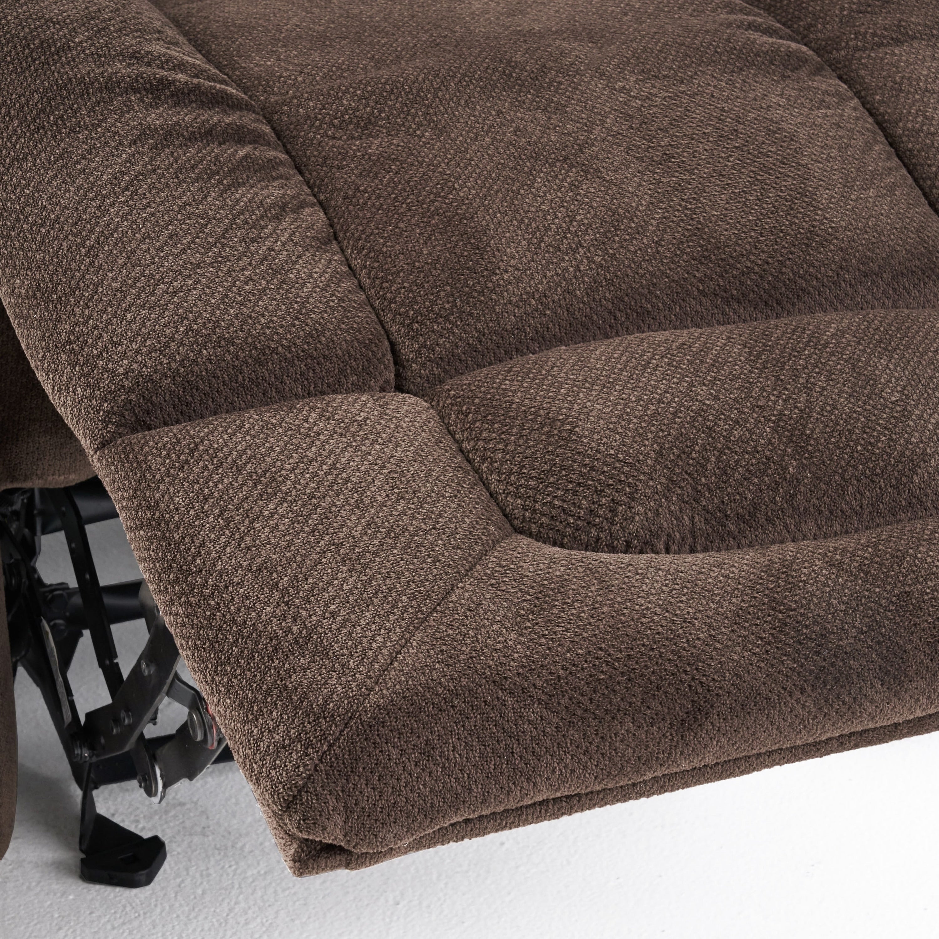 Fauteuil inclinable manuel marron avec tissu moelleux et deux porte-gobelets