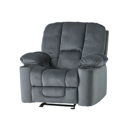 Fauteuil inclinable manuel marron avec tissu moelleux et deux porte-gobelets