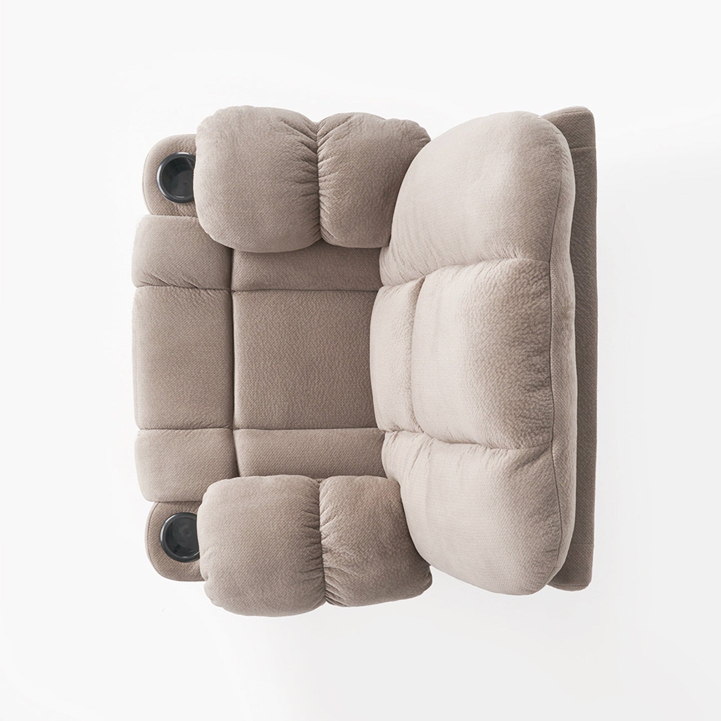Fauteuil inclinable manuel marron avec tissu moelleux et deux porte-gobelets