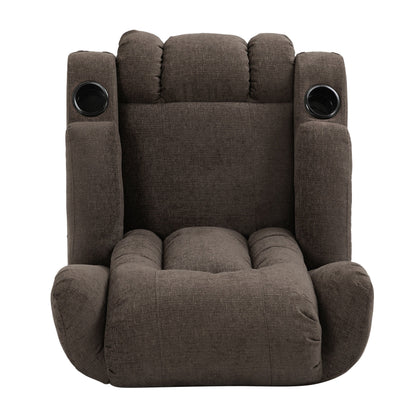 Fauteuil de massage inclinable marron avec chauffage, 5 modes, porte-gobelets, télécommande et fonction d'inclinaison manuelle