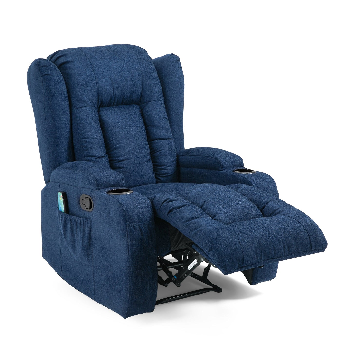 Fauteuil de massage inclinable marron avec chauffage, 5 modes, porte-gobelets, télécommande et fonction d'inclinaison manuelle