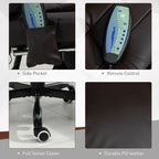 Fauteuil de bureau inclinable pivotant à 360° en cuir synthétique marron avec massage vibrant à 7 points, repose-pieds, soutien lombaire et hauteur réglable