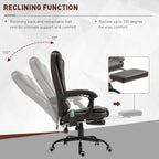 Fauteuil de bureau inclinable pivotant à 360° en cuir synthétique marron avec massage vibrant à 7 points, repose-pieds, soutien lombaire et hauteur réglable
