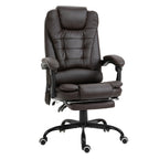Fauteuil de bureau inclinable pivotant à 360° en cuir synthétique marron avec massage vibrant à 7 points, repose-pieds, soutien lombaire et hauteur réglable
