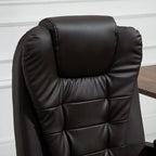 Fauteuil de bureau inclinable pivotant à 360° en cuir synthétique marron avec massage vibrant à 7 points, repose-pieds, soutien lombaire et hauteur réglable
