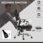 Fauteuil de bureau massant en cuir synthétique marron avec fonction inclinable chauffante, hauteur réglable et repose-pieds