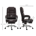 Fauteuil de bureau massant en cuir synthétique marron avec fonction inclinable chauffante, hauteur réglable et repose-pieds