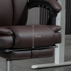 Fauteuil de bureau massant en cuir synthétique marron avec fonction inclinable chauffante, hauteur réglable et repose-pieds