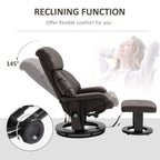 Fauteuil inclinable de massage en cuir synthétique marron avec repose-pieds, pivotant à 360° et télécommande