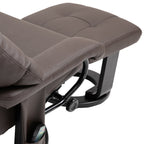 Fauteuil inclinable de massage en cuir synthétique marron avec repose-pieds, pivotant à 360° et télécommande