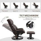 Fauteuil inclinable de massage en cuir synthétique marron avec repose-pieds, pivotant à 360° et télécommande