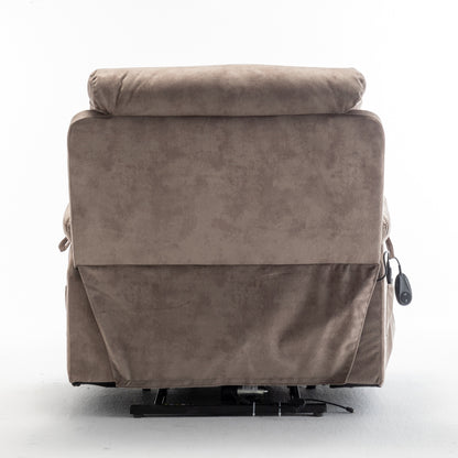 Fauteuil inclinable électrique marron avec massage et chauffage, moteur allemand, porte-gobelet en acier inoxydable et montage rapide