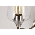 Applique de vanité moderne à 2 lumières en nickel brossé avec abat-jour en verre à vin transparent - Nickel brossé