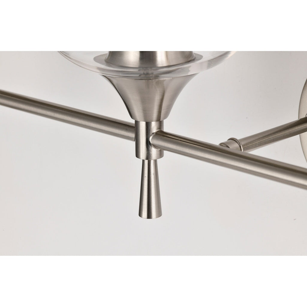 Applique de vanité moderne à 4 lumières en nickel brossé avec abat-jour en verre transparent - Nickel brossé