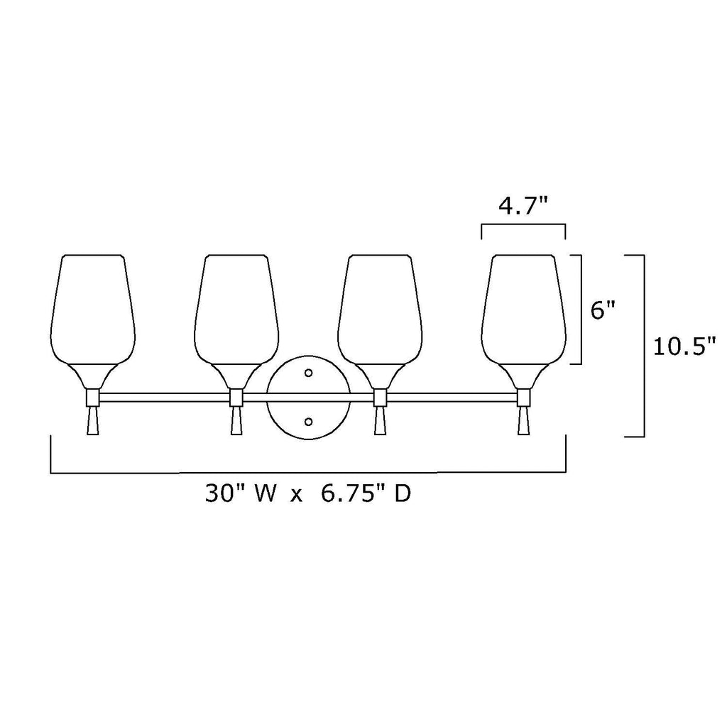 Applique de vanité moderne à 4 lumières en nickel brossé avec abat-jour en verre transparent - Nickel brossé