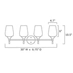 Applique de vanité moderne à 4 lumières en nickel brossé avec abat-jour en verre transparent - Nickel brossé