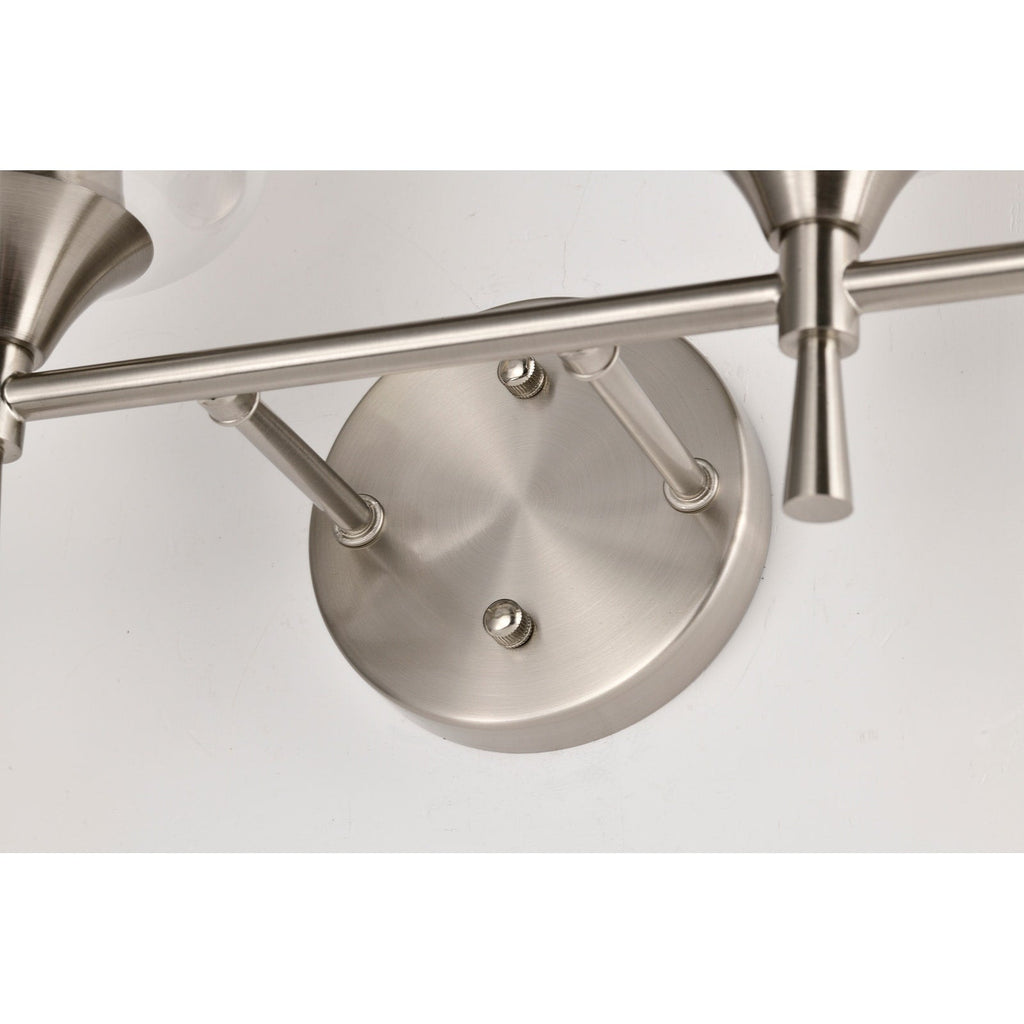 Applique de vanité moderne à 4 lumières en nickel brossé avec abat-jour en verre transparent - Nickel brossé