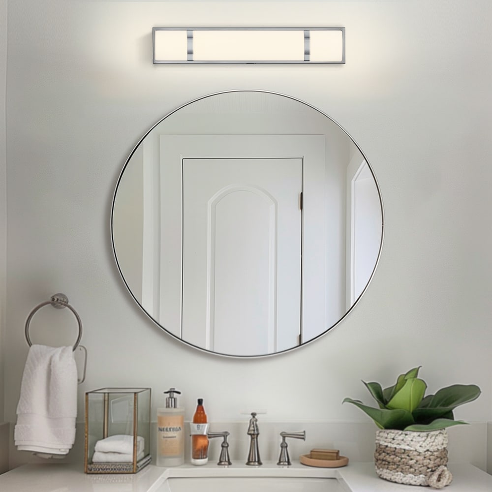 Barre lumineuse LED moderne/contemporaine en nickel brossé pour meuble-lavabo - 24 W