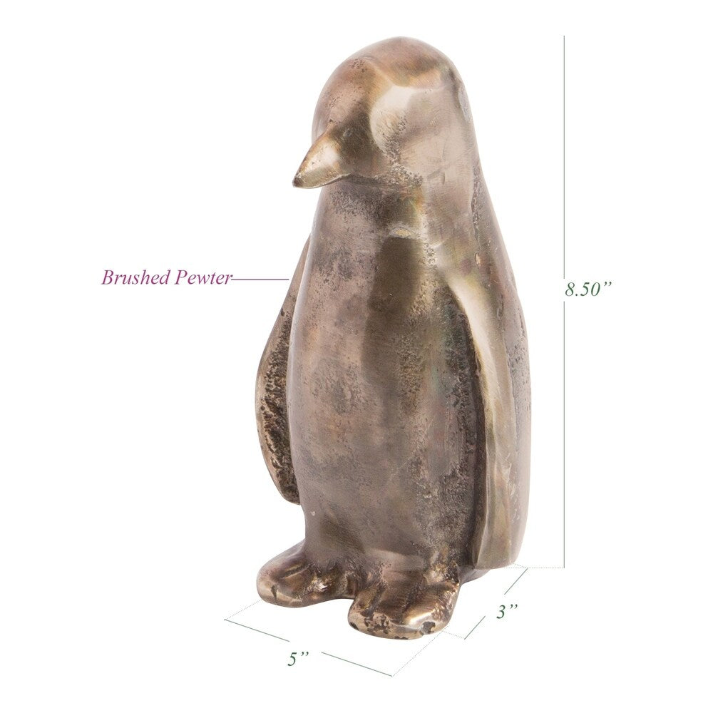 Figurine de pingouin en étain brossé de M. Popper