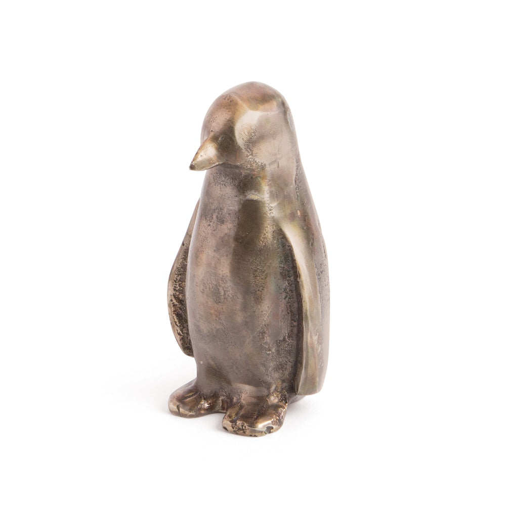 Figurine de pingouin en étain brossé de M. Popper
