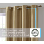 HLC.me Jefferson Rideau de fenêtre semi-transparent en imitation soie, filtrant la lumière, doublé, à œillets, pour chambre à coucher, 2 panneaux