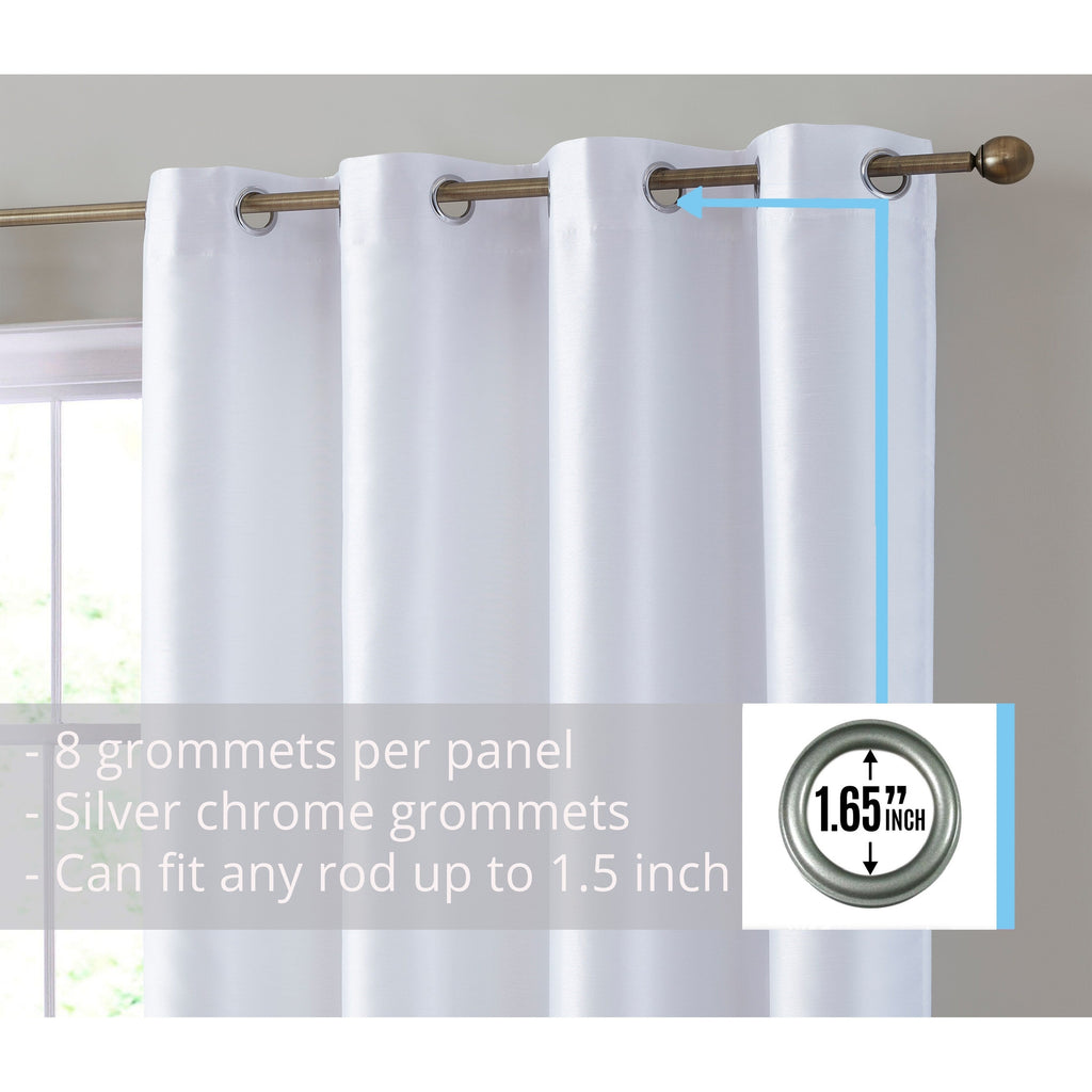 HLC.me Jefferson Rideau de fenêtre semi-transparent en imitation soie, filtrant la lumière, doublé, à œillets, pour chambre à coucher, 2 panneaux