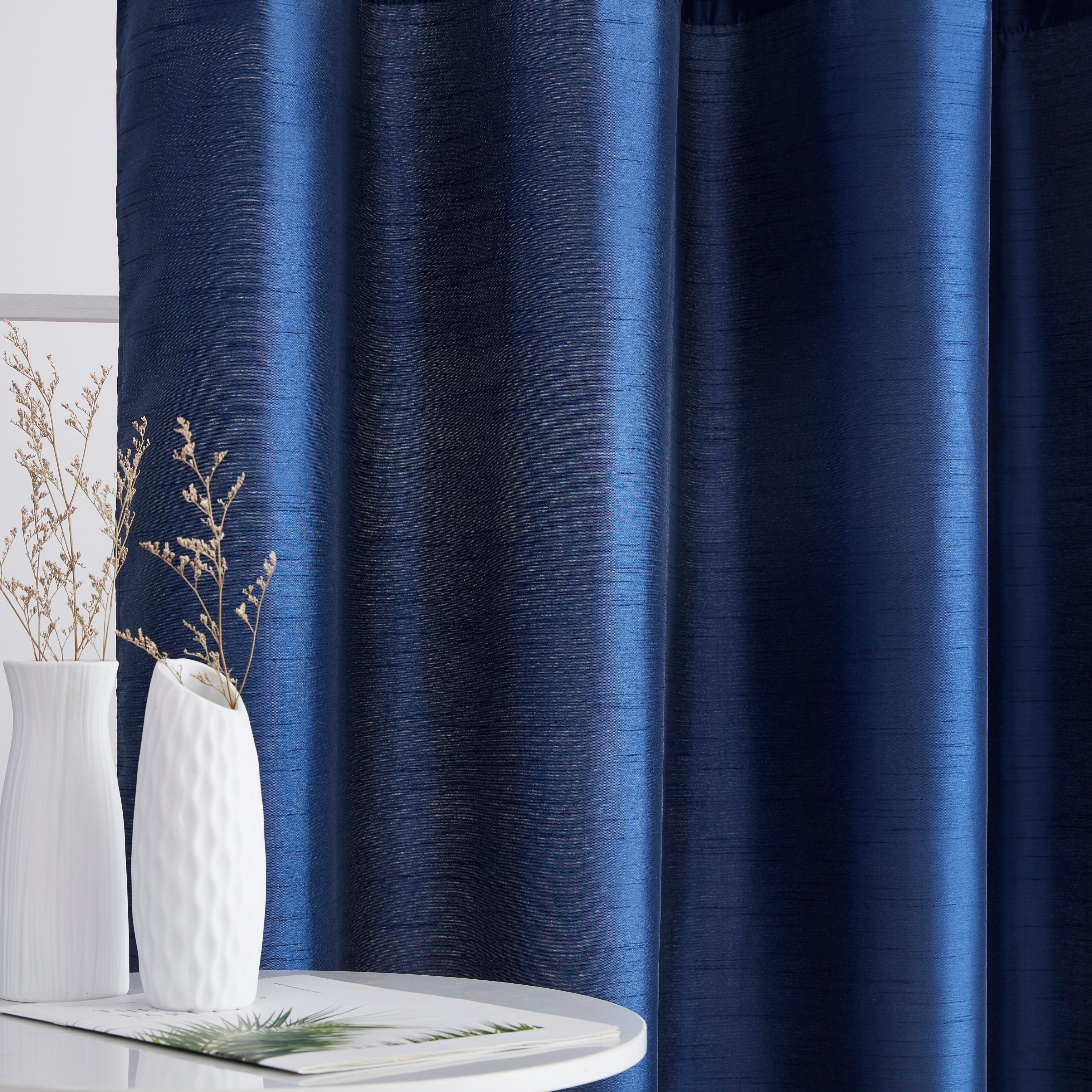 HLC.me Jefferson Rideau de fenêtre semi-transparent en imitation soie, filtrant la lumière, doublé, à œillets, pour chambre à coucher, 2 panneaux