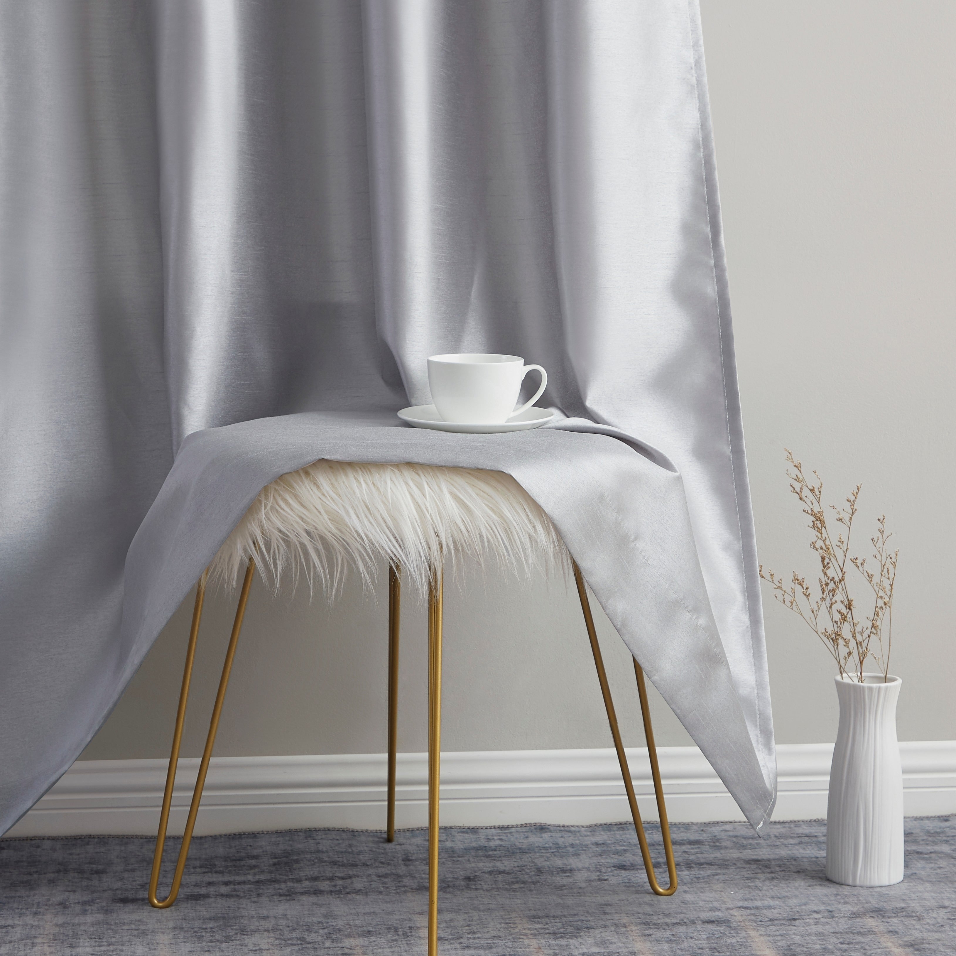 HLC.me Jefferson Rideau de fenêtre semi-transparent en imitation soie, filtrant la lumière, doublé, à œillets, pour chambre à coucher, 2 panneaux