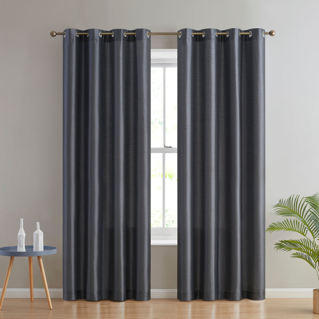 HLC.me Jefferson Rideau de fenêtre semi-transparent en imitation soie, filtrant la lumière, doublé, à œillets, pour chambre à coucher, 2 panneaux