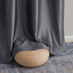 HLC.me Jefferson Rideau de fenêtre semi-transparent en imitation soie, filtrant la lumière, doublé, à œillets, pour chambre à coucher, 2 panneaux
